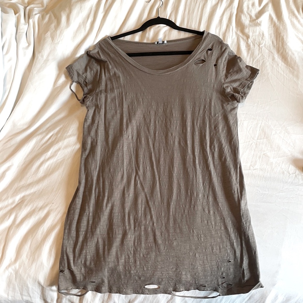 Distressed shirt-dress